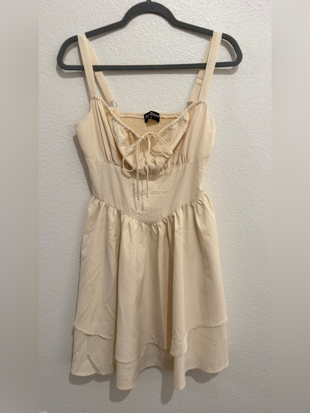 Scarlet Darkness Cream Sleeveless Tie-Front Sundress